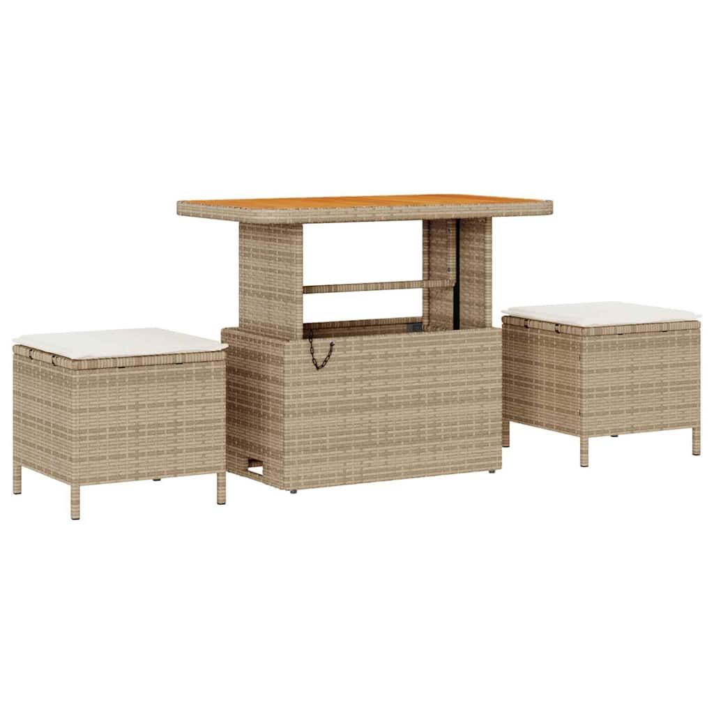 Garten-Sofa-Set mit Kissen mit Speicher 8 pcs Beige Poly Rattan
